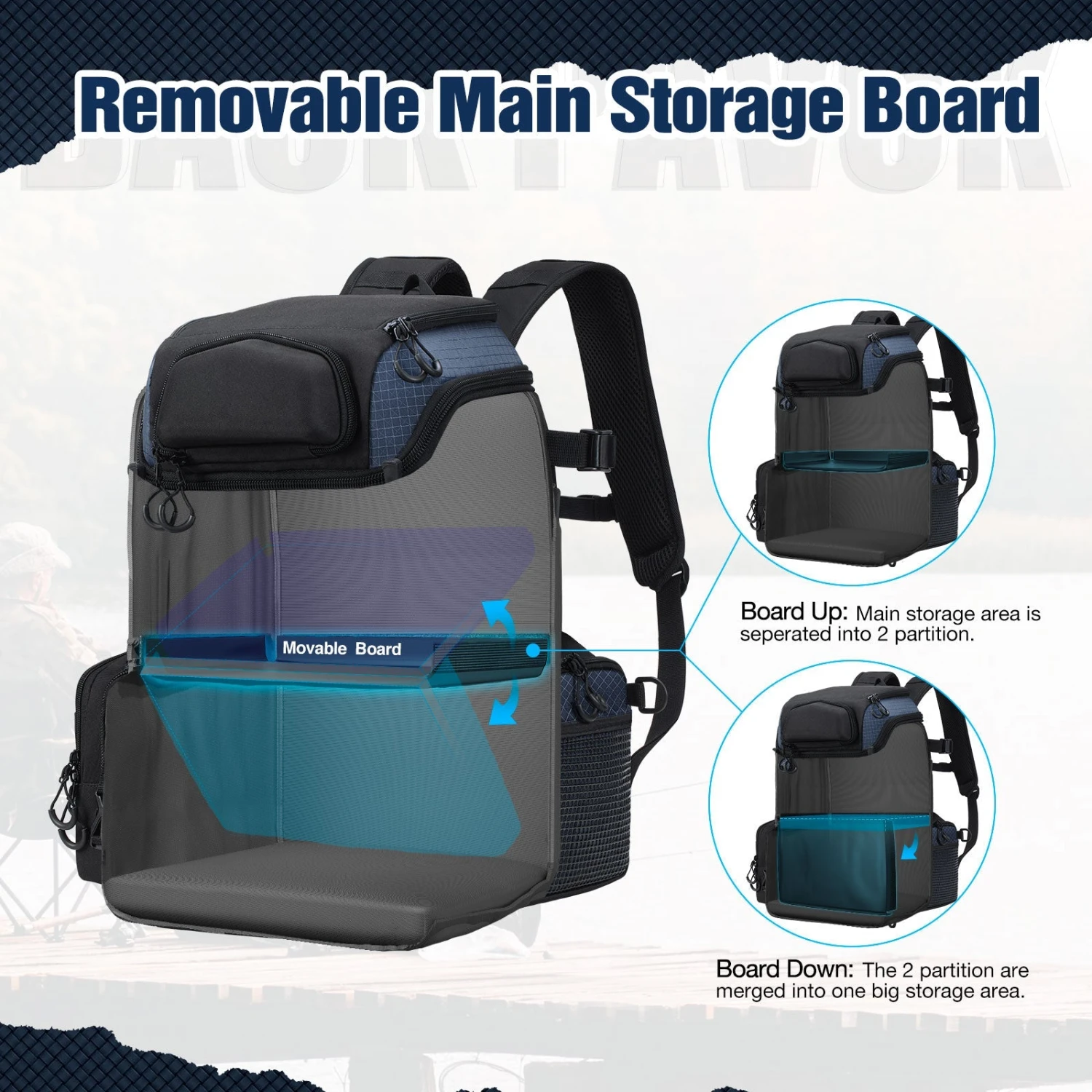 Piscifun Fishing Tackle Backpack Large Fishing Storage Bag With 4 Boxes Sale 7 Piscifun Fishing Tackle Backpack Large Fishing Storage Bag With 4 Boxes Sale - Image 5