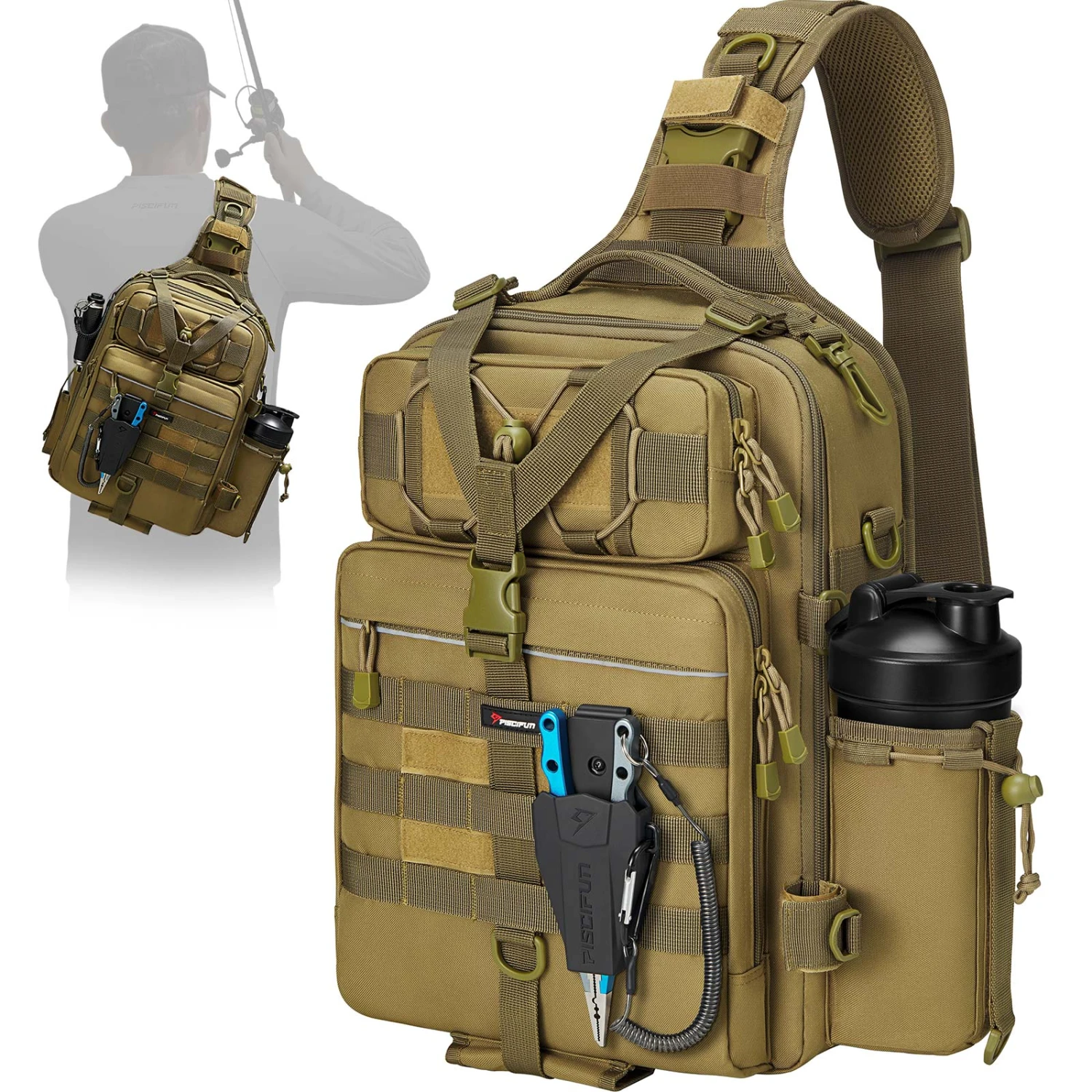 Piscifun® Outdoor Tackle Bag For Fishing Hiking Camping 4 Piscifun® Outdoor Tackle Bag For Fishing Hiking Camping - Image 2