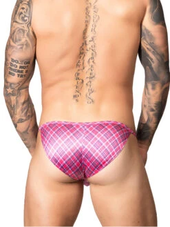 Printed Luxe Satin Mini Tanga -Bodyaware Shop C118 pink back