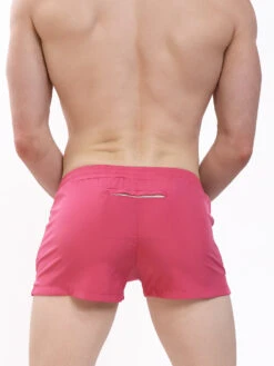 Men's Square Cut Woven Gym Short -Bodyaware Shop C702 mens pink square shorts back