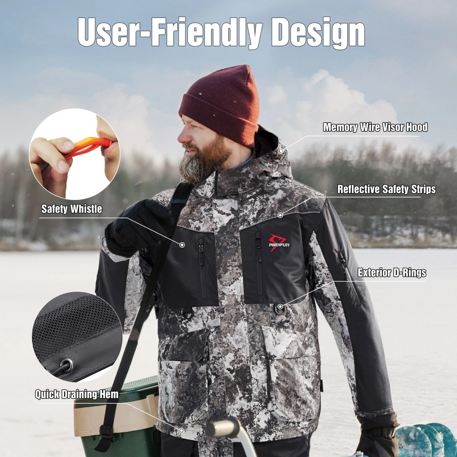 Piscifun Ice Fishing 3-in-1 Jacket Waterproof Fishing Jackets 13 Piscifun Ice Fishing 3-in-1 Jacket Waterproof Fishing Jackets - Image 11