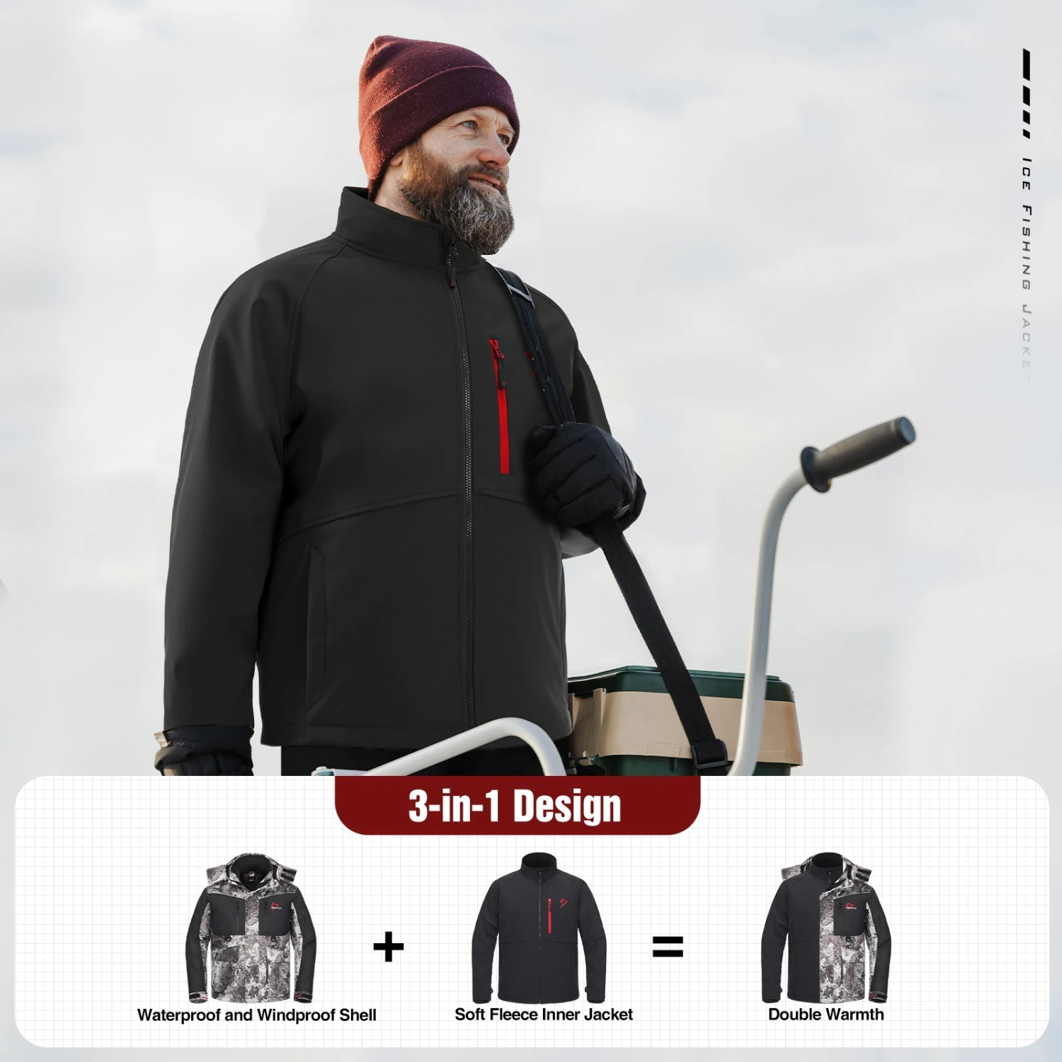 Piscifun Ice Fishing 3-in-1 Jacket Waterproof Fishing Jackets 5 Piscifun Ice Fishing 3-in-1 Jacket Waterproof Fishing Jackets - Image 3