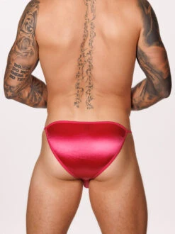 Luxe Satin Eminence Tanga -Bodyaware Shop M111 magenta back