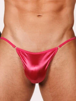 Luxe Satin Eminence Tanga -Bodyaware Shop M111 magenta front2