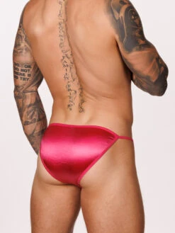 Luxe Satin Eminence Tanga -Bodyaware Shop M111 magenta side2