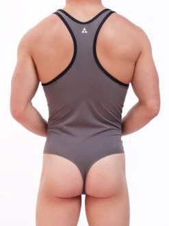 Body Force Sport Thong Bodysuit 8 Body Force Sport Thong Bodysuit -Bodyaware Shop N103 mens grey thong bodysuit back