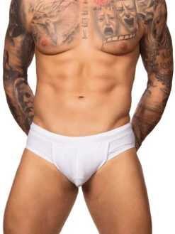 Poolside Drawstring Swim Brief -Bodyaware Shop New S129 white front