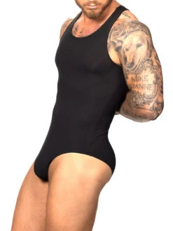 Everyday Ribbed Brief Bodysuit -Bodyaware Shop R326RibBodysuitblackside