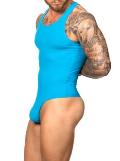 Everyday Ribbed Thong Bodysuit -Bodyaware Shop R327Thongbodysuitblueside