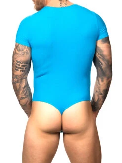 Everyday Ribbed T-Shirt Thong Bodysuit -Bodyaware Shop R344RibT ShirtThongBodysuitblueback