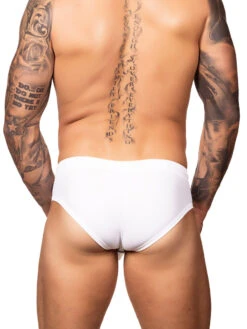 Poolside Drawstring Swim Brief -Bodyaware Shop S129 white back