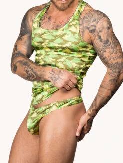 Printed Luxe Satin Tank Top -Bodyaware Shop T246 dino side