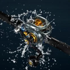 Piscifun® Alijoz 400 Saltwater Freshwater Baitcasting Reel With Bait Clicker -Bodyaware Shop V MODEL 8.11Grey Gold SaltwaterBaitcastingReel