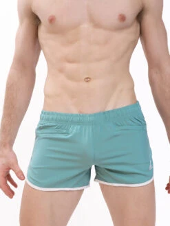 Men's Woven 3" Short -Bodyaware Shop green split shorts front