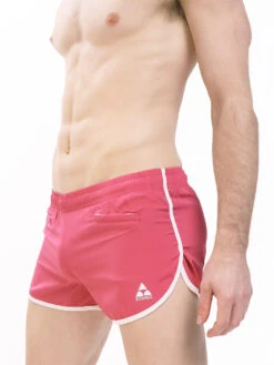 Men's Woven 3" Shorts -Bodyaware Shop pink split shorts front side