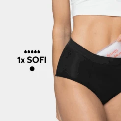 Period Panty - SOFI Highwaist +2 Fempads - Schwarz -Bodyaware Shop set sofi periodenunterwaesche detail panty